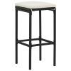 5 Piece Patio Bar Set with Cushions Poly Rattan Black
