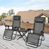 3 Pieces Folding Portable Zero Gravity Reclining Lounge Chairs Table Set