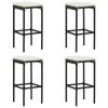 5 Piece Patio Bar Set with Cushions Poly Rattan Black