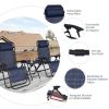 3 Pieces Folding Portable Zero Gravity Reclining Lounge Chairs Table Set