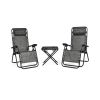 3 Pieces Folding Portable Zero Gravity Reclining Lounge Chairs Table Set