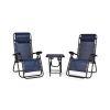 3 Pieces Folding Portable Zero Gravity Reclining Lounge Chairs Table Set