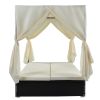 U_STYLE Outdoor Patio Wicker Sunbed Daybed with Cushions, Adjustable Seats