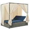 U_Style Adjustable Sun Bed With Curtain,High Comfort,With 3 Colors