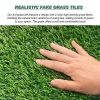 Artificial Grass Turf Tiles Interlocking Set of 35pcs, Fake Grass Tiles Self-draining for Pet Indoor/Outdoor Flooring Decor, 12x12in