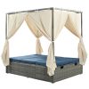 U_Style Adjustable Sun Bed With Curtain,High Comfort,With 3 Colors