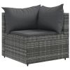 7 Piece Patio Lounge Set with Cushions Gray Poly Rattan