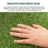 Artificial Grass Turf Tiles Interlocking Set of 35pcs, Fake Grass Tiles Self-draining for Pet Indoor/Outdoor Flooring Decor, 12x12in