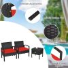 3 Pieces PE Rattan Wicker Sofa Set with Washable and Removable Cushion for Patio