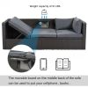 U_Style Outdoor Patio Rectangle Daybed with Retractable Canopy, Wicker Furniture Sectional Seating with Washable Cushions, Backyard