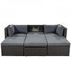 U_Style Outdoor Patio Rectangle Daybed with Retractable Canopy, Wicker Furniture Sectional Seating with Washable Cushions, Backyard