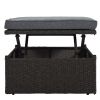 U_Style Outdoor Patio Rectangle Daybed with Retractable Canopy, Wicker Furniture Sectional Seating with Washable Cushions, Backyard