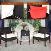 3 Pieces PE Rattan Wicker Sofa Set with Washable and Removable Cushion for Patio
