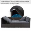 U_Style Outdoor Patio Rectangle Daybed with Retractable Canopy, Wicker Furniture Sectional Seating with Washable Cushions, Backyard