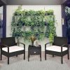 3 Pieces PE Rattan Wicker Sofa Set with Washable and Removable Cushion for Patio
