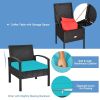 3 Pieces PE Rattan Wicker Sofa Set with Washable and Removable Cushion for Patio