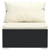 7 Piece Patio Lounge Set with Cushions Poly Rattan Black