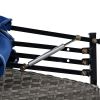 GO Outdoor rattan daybed sunbed with Retractable Canopy Wicker Furniture, Round Outdoor Sectional Sofa Set