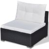 5 Piece Patio Lounge Set with Cushions Poly Rattan Black