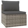 10 Piece Patio Lounge Set with Cushions Gray Poly Rattan