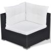 5 Piece Patio Lounge Set with Cushions Poly Rattan Black