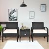 3 Pieces PE Rattan Wicker Sofa Set with Washable and Removable Cushion for Patio