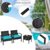 3 Pieces PE Rattan Wicker Sofa Set with Washable and Removable Cushion for Patio