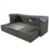 U_Style Outdoor Patio Rectangle Daybed with Retractable Canopy, Wicker Furniture Sectional Seating with Washable Cushions, Backyard