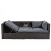 U_Style Outdoor Patio Rectangle Daybed with Retractable Canopy, Wicker Furniture Sectional Seating with Washable Cushions, Backyard