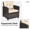 3 Pieces Rattan Patio Furniture Set with Washable Cushion