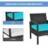 3 Pieces PE Rattan Wicker Sofa Set with Washable and Removable Cushion for Patio