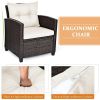 3 Pieces Rattan Patio Furniture Set with Washable Cushion