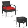 3 Pieces PE Rattan Wicker Sofa Set with Washable and Removable Cushion for Patio