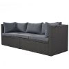 U_Style Outdoor Patio Rectangle Daybed with Retractable Canopy, Wicker Furniture Sectional Seating with Washable Cushions, Backyard