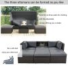 U_Style Outdoor Patio Rectangle Daybed with Retractable Canopy, Wicker Furniture Sectional Seating with Washable Cushions, Backyard