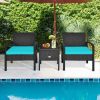 3 Pieces PE Rattan Wicker Sofa Set with Washable and Removable Cushion for Patio