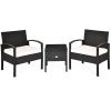 3 Pieces PE Rattan Wicker Sofa Set with Washable and Removable Cushion for Patio