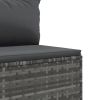 7 Piece Patio Lounge Set with Cushions Gray Poly Rattan