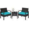 3 Pieces PE Rattan Wicker Sofa Set with Washable and Removable Cushion for Patio