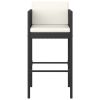 3 Piece Patio Bar Set with Cushions Poly Rattan Black