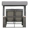 TREXM 2-Piece Rattan Outdoor Patio Bench Lounge Roof Set, Effective UV Protection Fabric & Waterproof Cushions and Adjustable Backrest for Garden