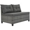 8-pieces Outdoor Wicker Round Sofa Set, Half-Moon Sectional Sets All Weather, Curved Sofa Set With Rectangular Coffee Table