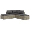 5 Piece Patio Lounge Set with Cushions Gray Poly Rattan