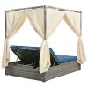 U_Style Adjustable Sun Bed With Curtain,High Comfort,With 3 Colors