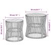 Patio Side Tables 2 pcs with Wooden Top Black Poly Rattan