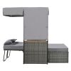 TREXM 2-Piece Rattan Outdoor Patio Bench Lounge Roof Set, Effective UV Protection Fabric & Waterproof Cushions and Adjustable Backrest for Garden