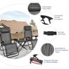 3 Pieces Folding Portable Zero Gravity Reclining Lounge Chairs Table Set