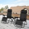 3 Pieces Folding Portable Zero Gravity Reclining Lounge Chairs Table Set