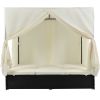 U_STYLE Outdoor Patio Wicker Sunbed Daybed with Cushions, Adjustable Seats