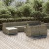 10 Piece Patio Lounge Set with Cushions Gray Poly Rattan